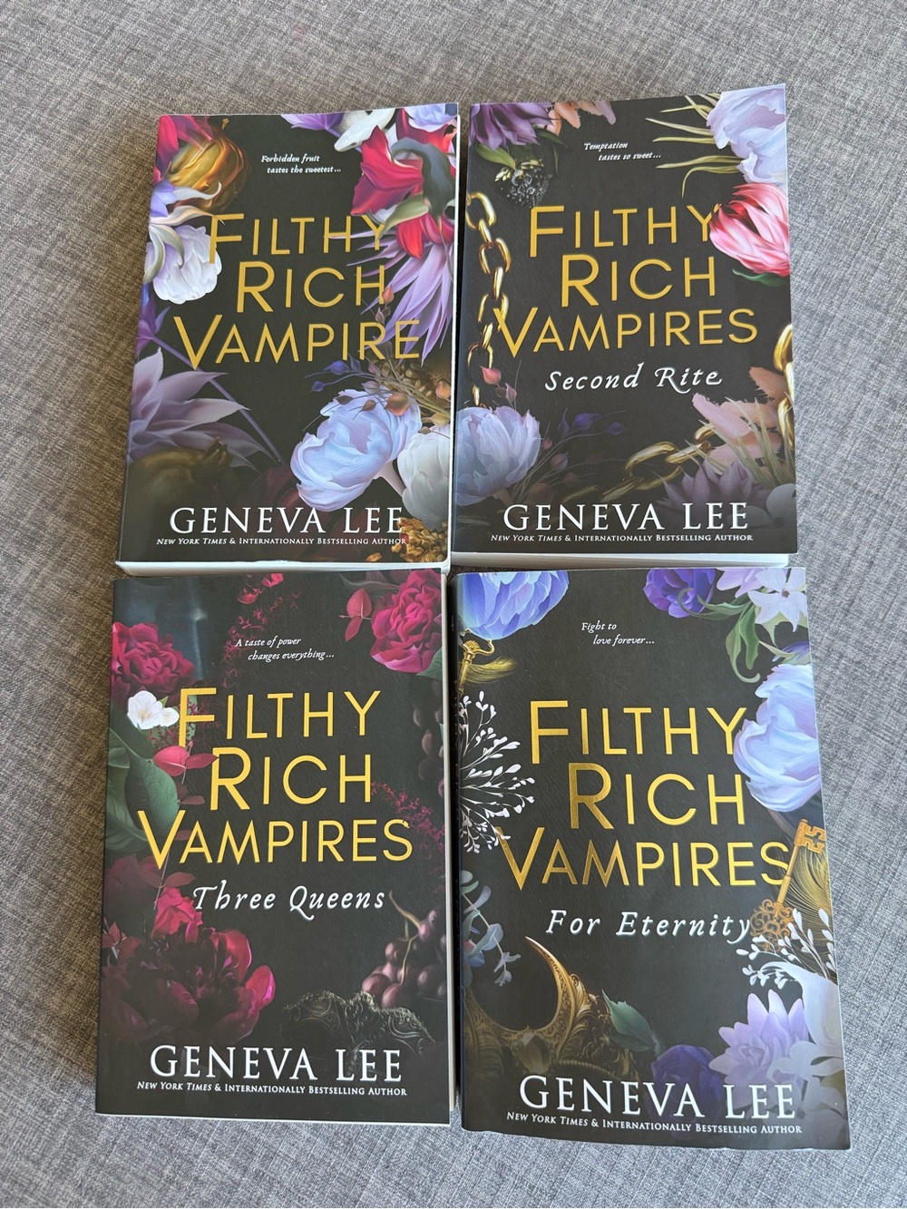 Filthy Rich Vampires Book Set I by Geneva Lee - Black & Floral Covers